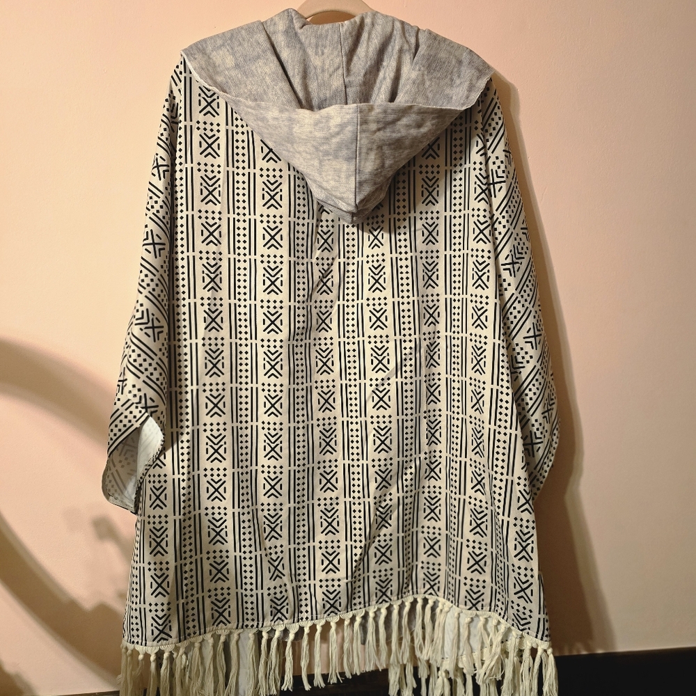 Open Front Poncho With Hood